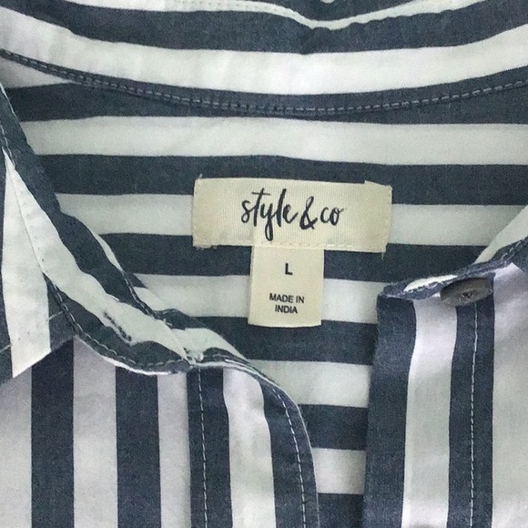 Style & Co. - women’s long sleeve button up striped shirt - Picture 6 of 8